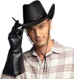 Black Wichita Cowboy Hat – Unisex Western Sheriff Fancy Dress Hat - Image 3