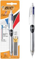 BIC 4 Colours Multicolour Pen & Mechanical Pencil Combo – Refillable HB Lead