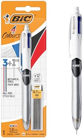 B01LXJICO0-0-1785930116965 BIC 4 Colours Multicolour Pen & Mechanical Pencil Combo – Refillable HB Lead - Image 1