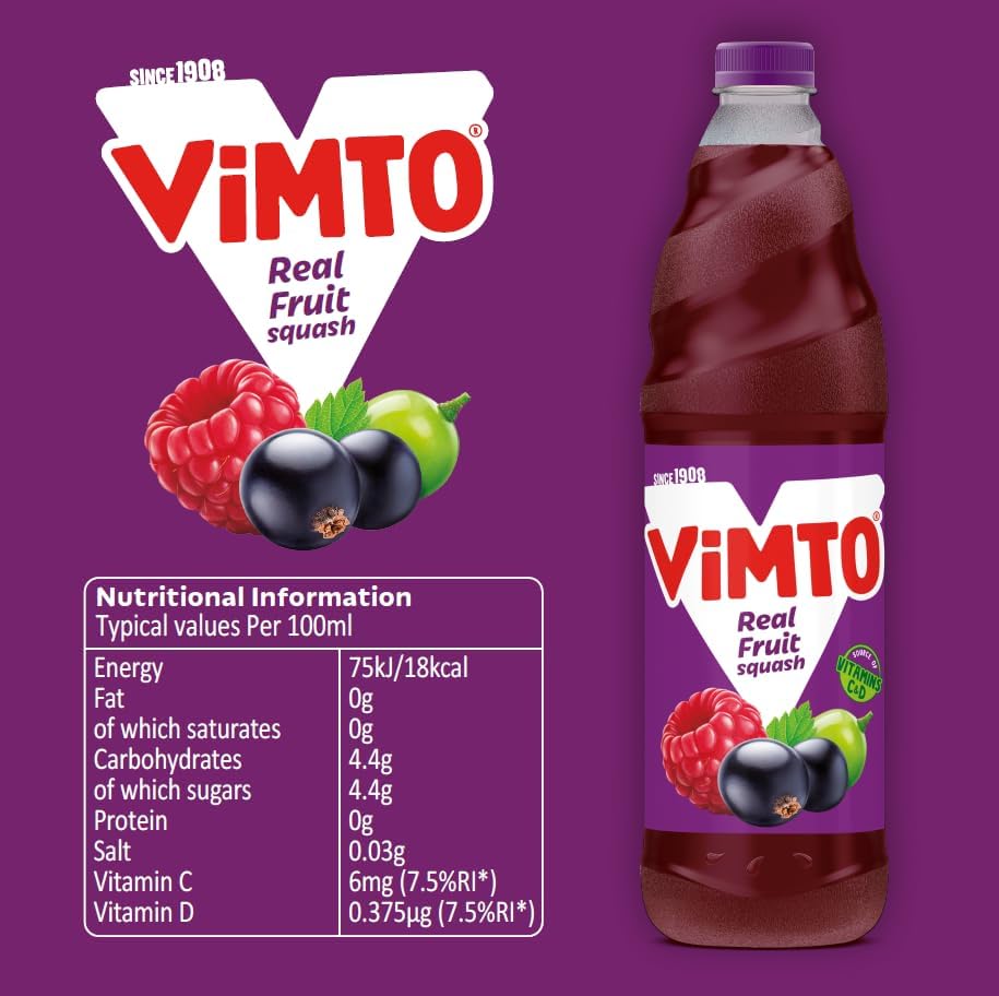 B01NBSZNYZ-1-1786629728463 Vimto Squash – Mixed Fruit Flavour, 1 Litre, Source of Vitamins C & D, Vegetarian - Image 1
