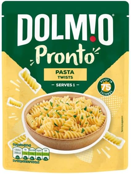 B075LF2KQB-2-1786628875441 DOLMIO Pronto Pasta Twists – 6 x 200g Pouches, Quick Microwave Pasta Meal, Fusilli - Image 1
