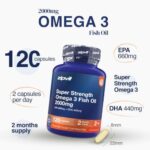 Omega 3 Fish Oil 2000mg, EPA 660mg & DHA 440mg, 120 Softgel Capsules - Image 2
