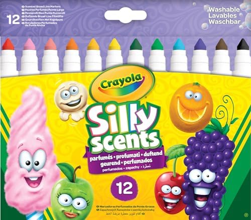 B0797ZWT77-0-1786445639217 CRAYOLA Silly Scents Broadline Washable Markers – 12 Count, Scented Markers for Kids - Image 1