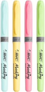 BIC Grip Pastel Highlighters Pack of 4 – Assorted Chisel Tip Marker Pens - Image 2