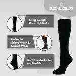 Bonjour Girls Knee High School Socks 6-Pack – Plain Black Cotton Uniform Socks, Long Socks for Kids - Image 4