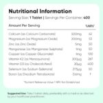 Calcium Magnesium Zinc & Vitamin D Tablets, Vegan Mineral Supplement with Vitamin K2, 400 Tablets - Image 6