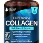 Marine Collagen Type 1 Peptides, 100% Hydrolysed Collagen with Hyaluronic Acid & Vitamin C, 60 Capsules