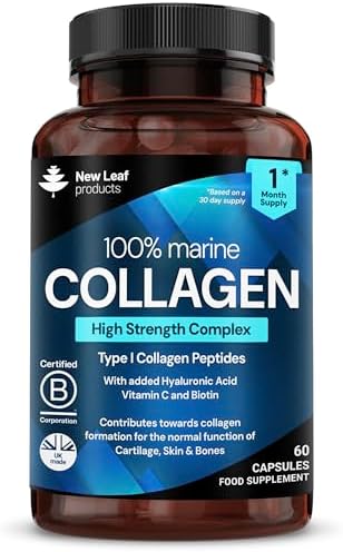 B091V2W4Z2-0-1787318163496 Marine Collagen Type 1 Peptides, 100% Hydrolysed Collagen with Hyaluronic Acid & Vitamin C, 60 Capsules - Image 1