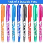 Erasable Gel Pens Pack of 8 – Blue Ink Eraser Pens for School & Office
