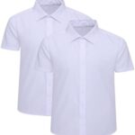 Back to School Uniform Shirts for Girls – 2-Pack Short Sleeve Collared School Shirts, Button Front, White