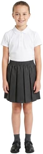 B0BBRWK2H6-1-1786714055344 Girls School Uniform Skirt – Back to School UK Box Pleated Skirt with Elasticated Waist, Grey, Ages 2–16 - Image 1