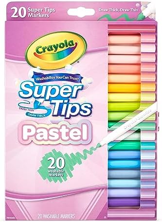B0BNC5FX47-0-1786358183502 CRAYOLA Pastel SuperTips Washable Markers – 20 Count Assorted Colours - Image 1