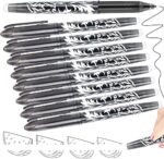 Artbiu Erasable Gel Pens Black – Fine Point Gel Ink Pens with Built-in Erasers, Pack of 8