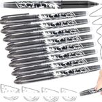 Artbiu Erasable Gel Pens Black – Fine Point Gel Ink Pens with Built-in Erasers, Pack of 8