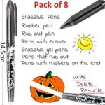 Artbiu Erasable Gel Pens Black – Fine Point Gel Ink Pens with Built-in Erasers, Pack of 8 - Image 2