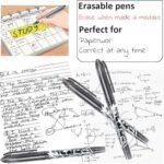 Artbiu Erasable Gel Pens Black – Fine Point Gel Ink Pens with Built-in Erasers, Pack of 8 - Image 4