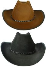 2PCS Adult Cowboy Hats – Unisex Western Fancy Dress Costume Set