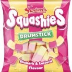 Swizzels Squashies Drumstick Sweets – Rhubarb & Custard Flavour, 140g