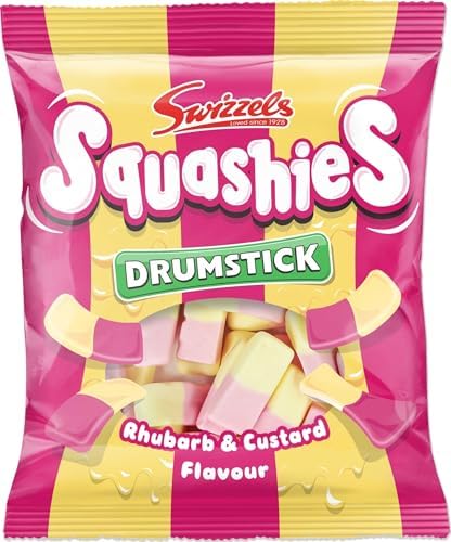 B0CF2SRDGL-0-1786628243568 Swizzels Squashies Drumstick Sweets – Rhubarb & Custard Flavour, 140g - Image 1