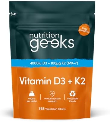 B0CR57HRDV-0-1787317884499 Vitamin D3 4000 IU & K2 MK7 100mcg, 365 Vegetarian Tablets, High Strength 1-Year Supply - Image 1