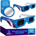 Kesseph Solar Eclipse Glasses 2026 – 2 Pack with Smartphone Filter, CE & ISO Certified, Blue Star Design