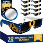 Kesseph Solar Eclipse Glasses 2026 – 10 Pack with Smartphone Filter, CE & ISO Certified, Flag Design