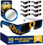 Kesseph Solar Eclipse Glasses 2026 – 10 Pack with Smartphone Filter, CE & ISO Certified, Flag Design