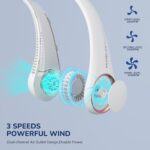 Portable Neck Fan, Hands-Free Bladeless Mini Fan with 360° Cooling, 3-Speed Adjustable Wearable Personal Fan - Image 2