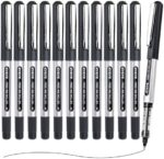 EYEYE Black Rollerball Pens 12 Pack – 0.7mm Smooth Quick-Dry Liquid Ink Pens