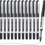EYEYE Black Rollerball Pens 12 Pack – 0.7mm Smooth Quick-Dry Liquid Ink Pens