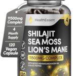 Shilajit Sea Moss & Lion’s Mane 3-in-1 Complex, 11500mg with Ashwagandha & Black Pepper, 120 Vegan Capsules