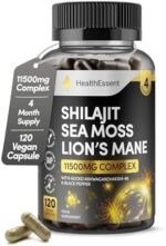 Shilajit Sea Moss & Lion’s Mane 3-in-1 Complex, 11500mg with Ashwagandha & Black Pepper, 120 Vegan Capsules