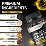Shilajit Sea Moss & Lion’s Mane 3-in-1 Complex, 11500mg with Ashwagandha & Black Pepper, 120 Vegan Capsules - Image 7