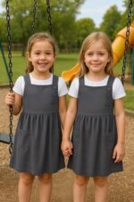 A2Z 4 Kids Girls School Uniform Dress – 2 Pack, Soft Lightweight Pinafore, Grey, Ages 3–14 - Image 3