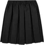 Girls Back to School Uniform Skirt – Box Pleated, Elasticated Waist, Black, Ages 4–18