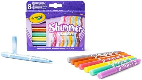 B0DNNH3XKV-0-1786440900292 CRAYOLA Shimmer Markers – 8 Count, Assorted Shimmering Colours - Image 1