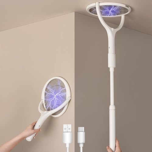 B0DS8SK65N-0-1786865847969 Electric Fly Swatter & Bug Zapper Racket – Rechargeable Mosquito & Fly Killer with Telescopic Pole - Image 1