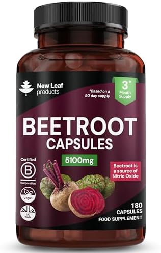 B0DTV59FSY-0-1787319250037 Beetroot Capsules 5100mg, High Strength Beetroot Supplement with Black Pepper, 180 Vegan Capsules - Image 1