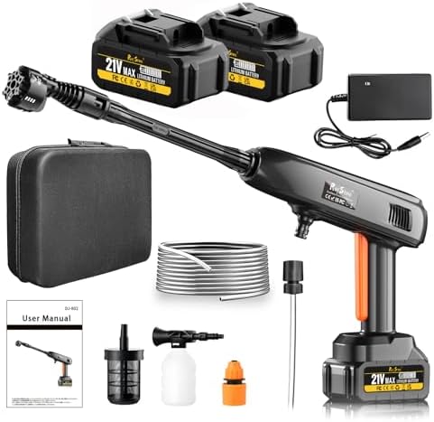 B0DYTNRDB8-0-1786356230702 RayShine Portable Cordless Pressure Washer – 1200PSI, 2 Batteries & 6-in-1 Nozzle - Image 1