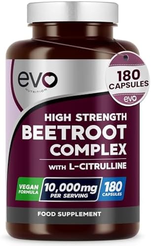 B0FLQBKC2F-0-1787318532031 Beetroot & L-Citrulline Complex 10,000mg, High Strength Nitric Oxide Supplement, 180 Vegan Capsules - Image 1