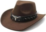 Brown Cowboy Hat for Men & Women – Adjustable Western Felt Hat with Shapeable Brim