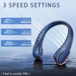 Rechargeable Neck Fan, Bladeless Personal Fan with 4000mAh Battery, 3-Speed Adjustable USB Fan - Image 3