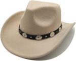 Brown Cowboy Hat with Bolo Tie – Unisex Western Felt Hat for Men & Women