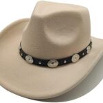 Brown Cowboy Hat with Bolo Tie – Unisex Western Felt Hat for Men & Women