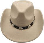 Brown Cowboy Hat with Bolo Tie – Unisex Western Felt Hat for Men & Women - Image 2