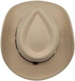 Brown Cowboy Hat with Bolo Tie – Unisex Western Felt Hat for Men & Women - Image 3
