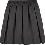 Girls School Uniform Skirt – Box Pleated, Elasticated Waist, Brown, Ages 4–18