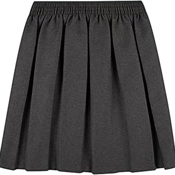 Girls School Uniform Skirt – Box Pleated, Elasticated Waist, Brown, Ages 4–18