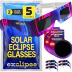 exclipse Solar Eclipse Glasses – 5 Pack with 2 Phone Filters, ISO 12312-2, CE & UKCA Certified