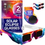 Solar Optics Solar Eclipse Glasses – 2 Pack with Phone Filters, ISO 12312-2 & CE Certified Sun Viewers